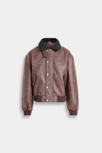Lararium Washed-Out Faux Leather Jacket – Relaxed Fit