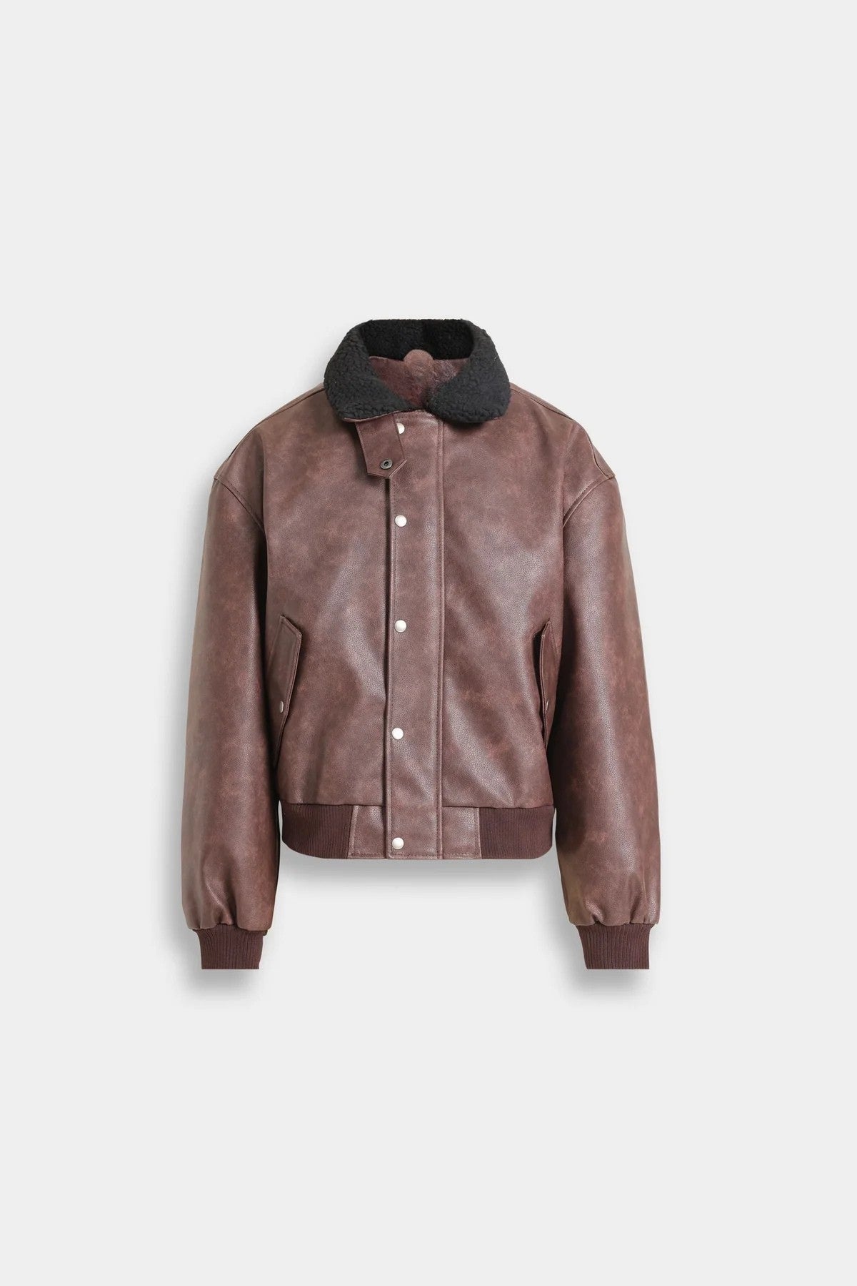 Lararium Washed-Out Faux Leather Jacket – Relaxed Fit