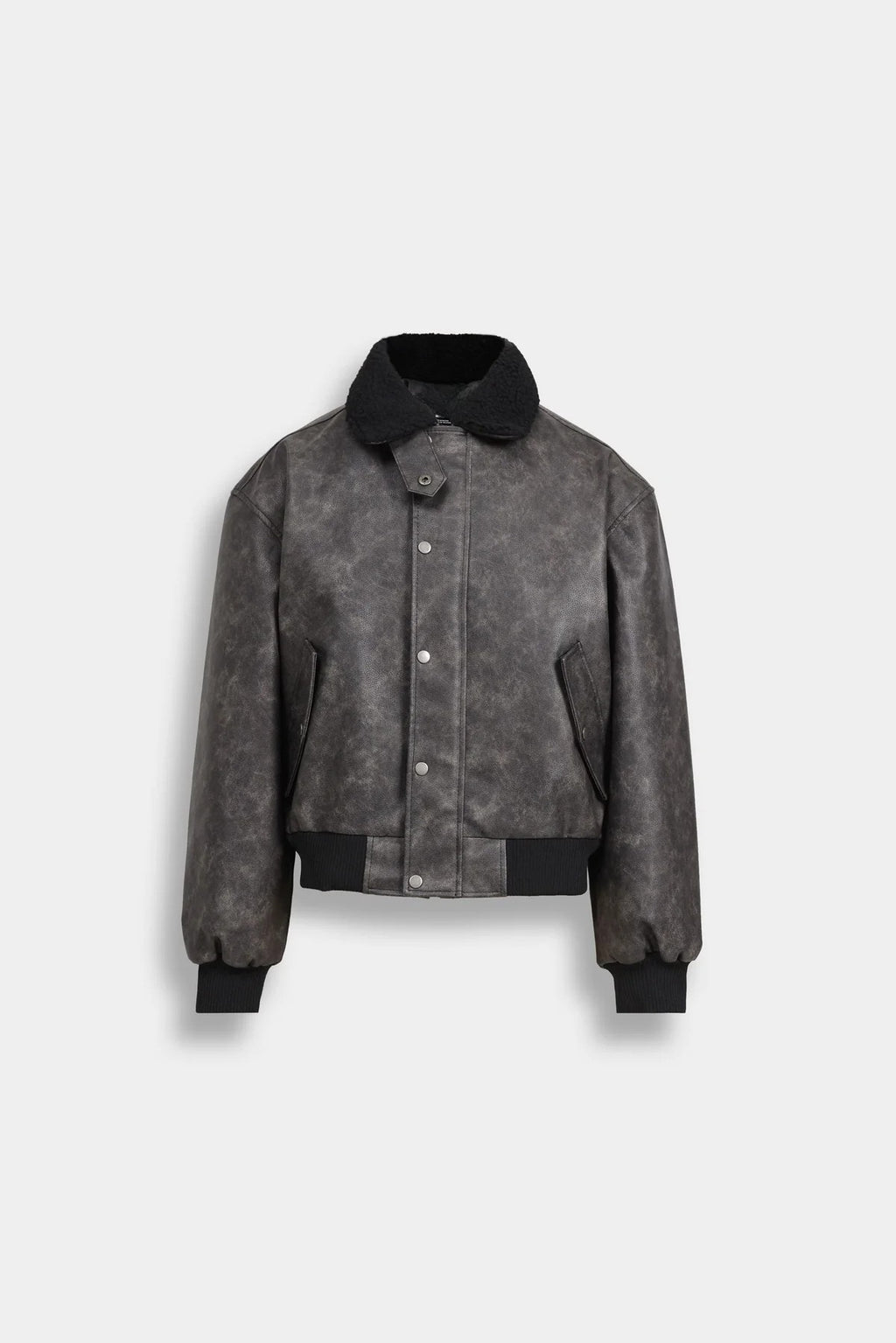 Lararium Washed-Out Faux Leather Jacket – Relaxed Fit