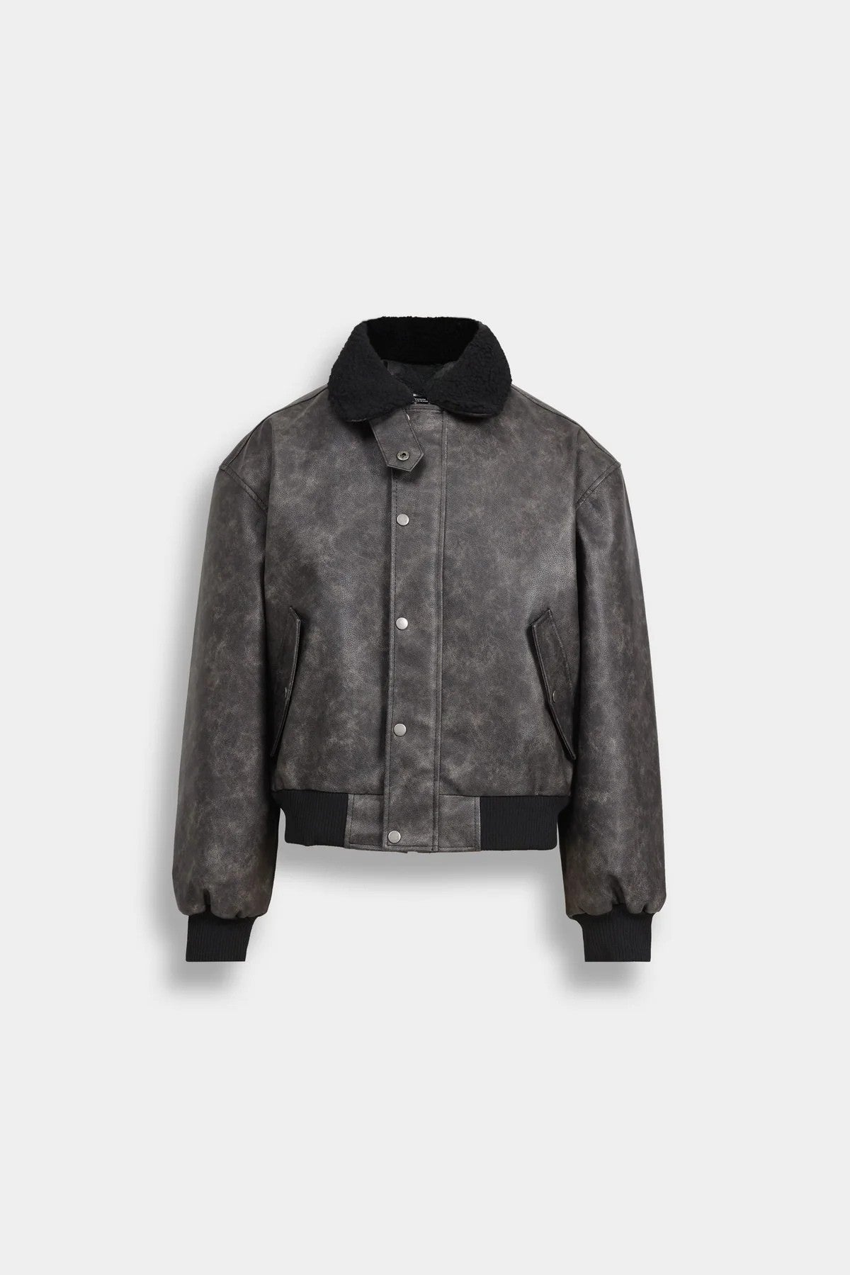 Lararium Washed-Out Faux Leather Jacket – Relaxed Fit