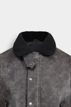 Lararium Washed-Out Faux Leather Jacket – Relaxed Fit