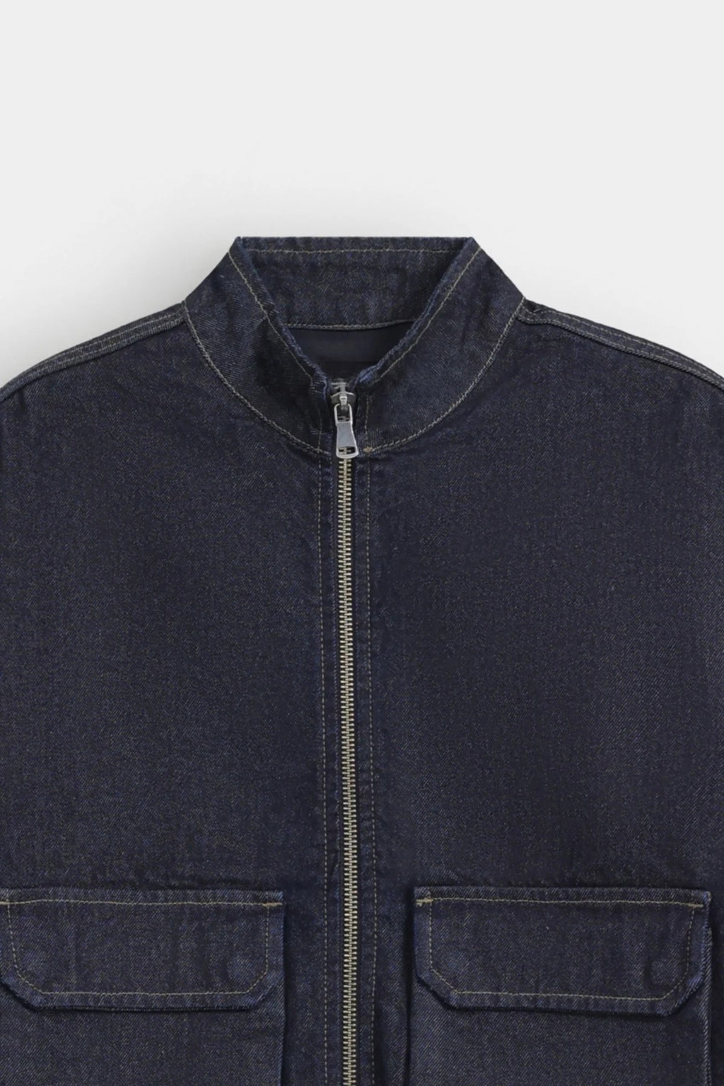Lararium Zipper Denim Jacket – Deep Blue Relaxed Fit
