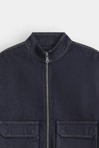 Lararium Zipper Denim Jacket – Deep Blue Relaxed Fit