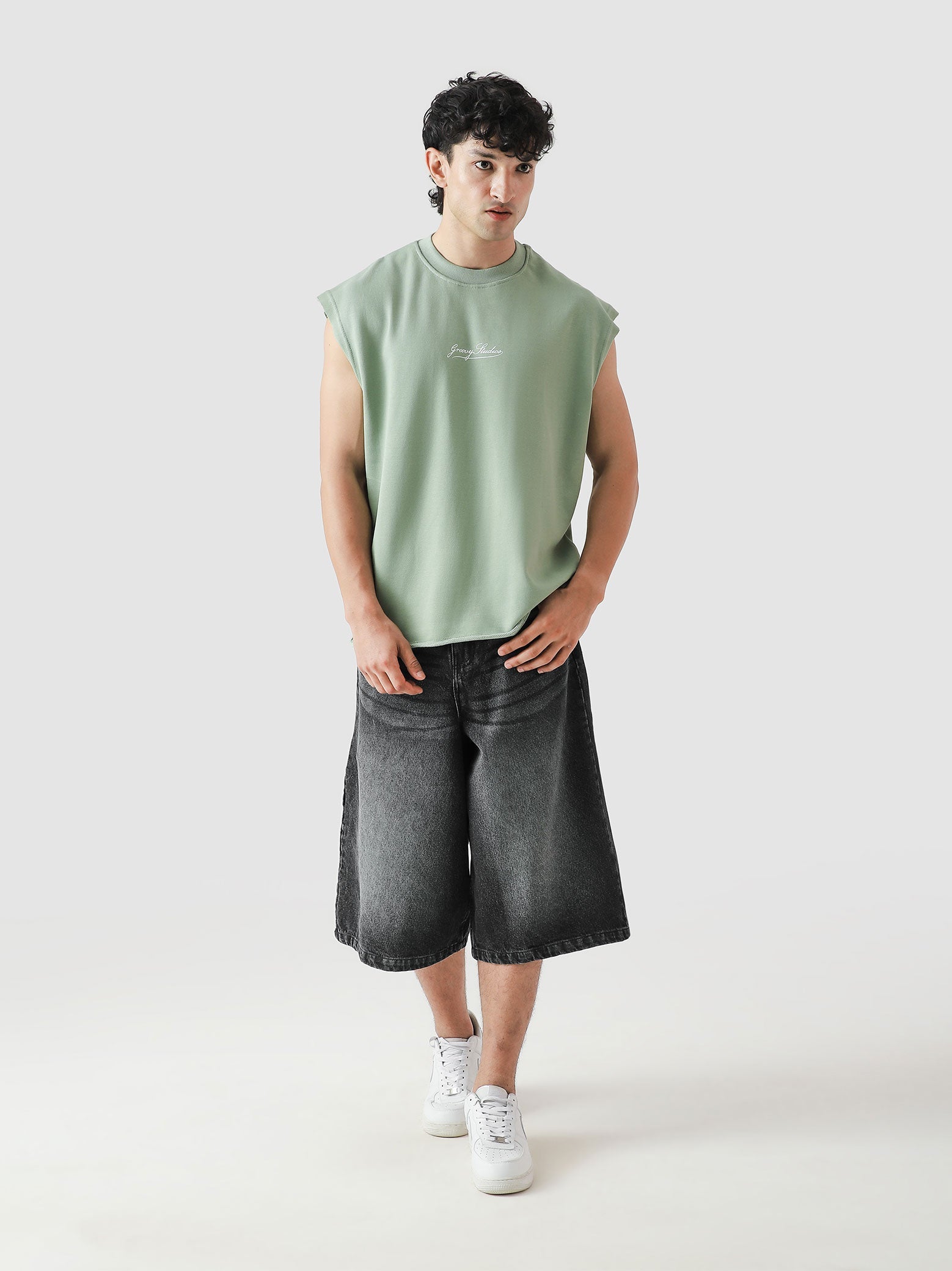 Lararium Worldwide Graphic Sando – Mint Green Tank Top