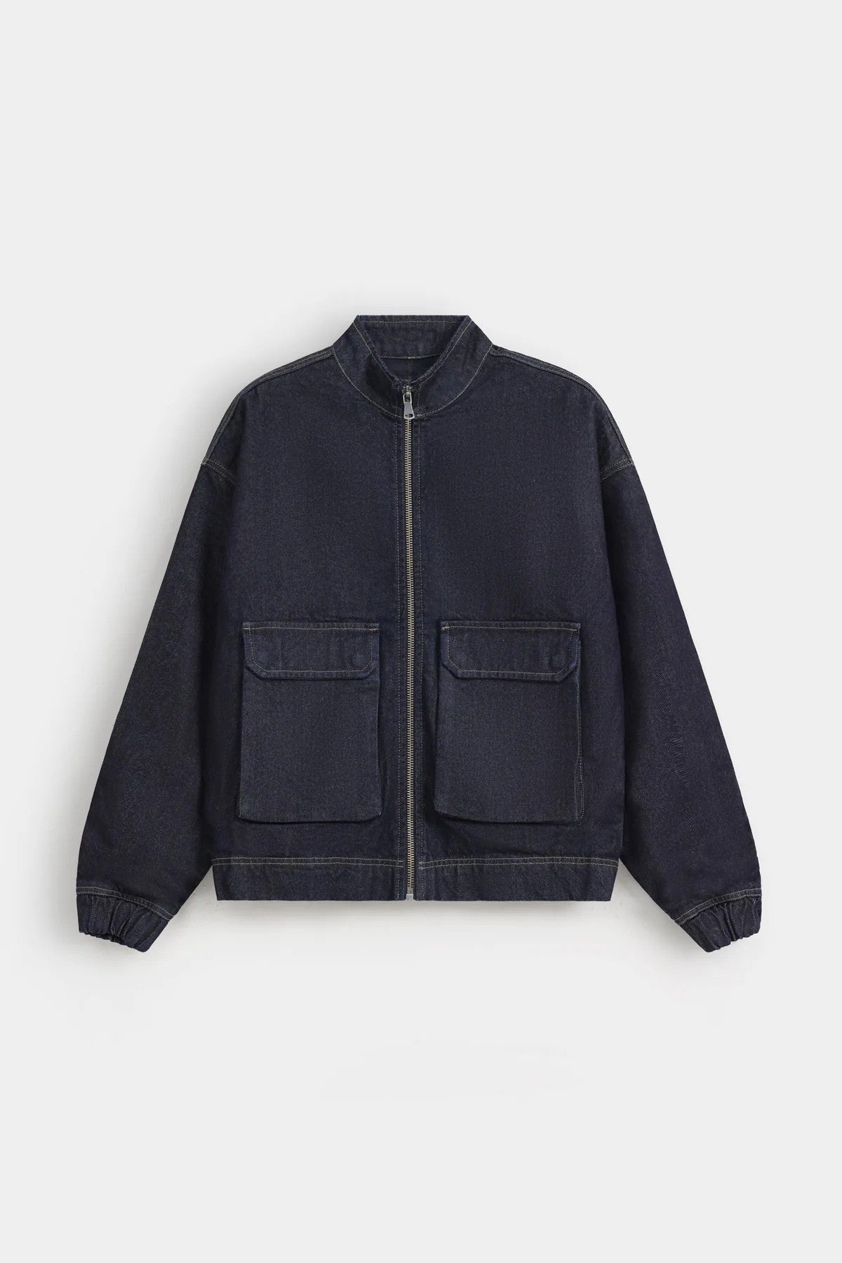 Lararium Zipper Denim Jacket – Deep Blue Relaxed Fit