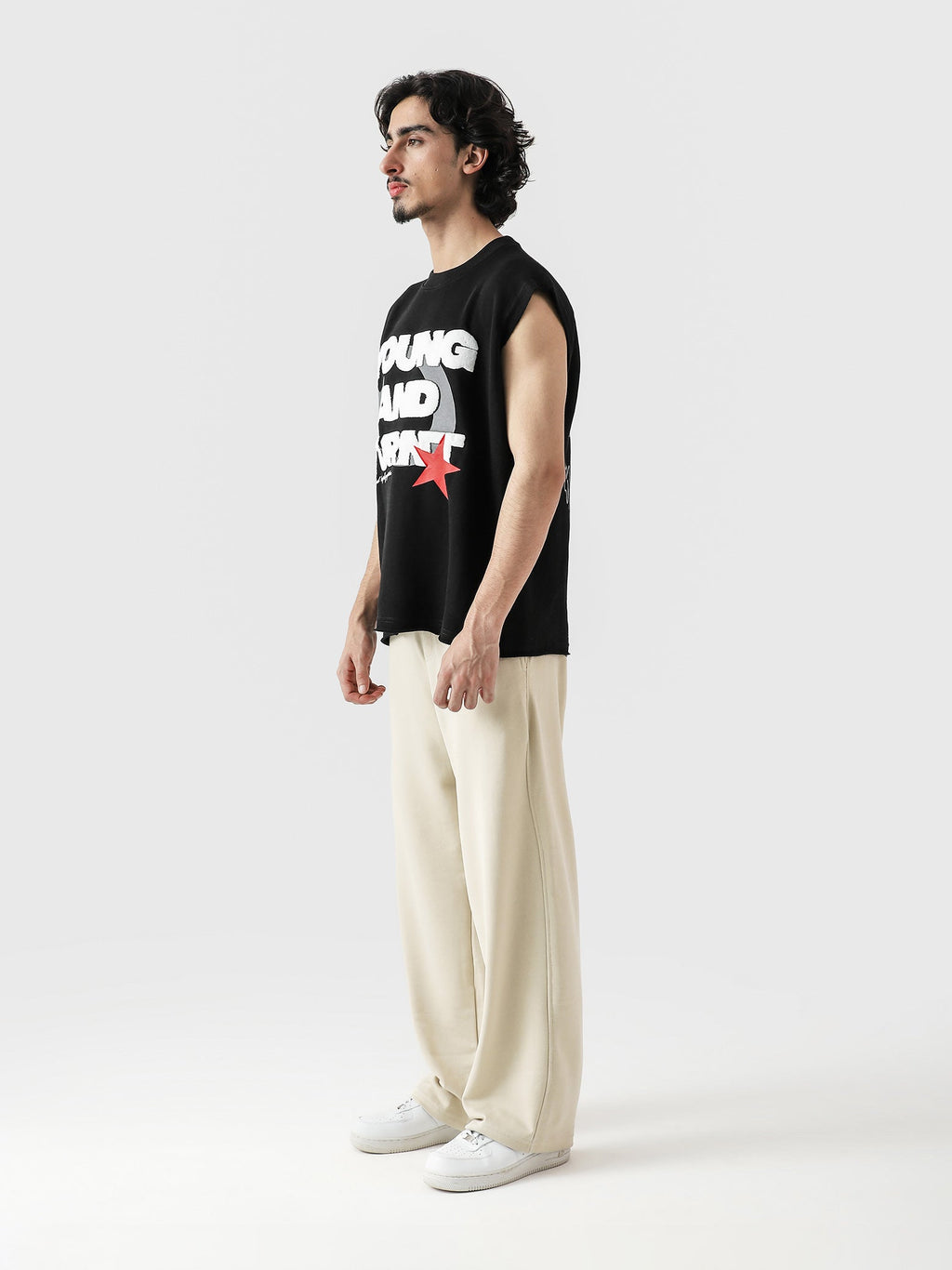 Lararium Young & Turnt Graphic Sando – Black Tank Top