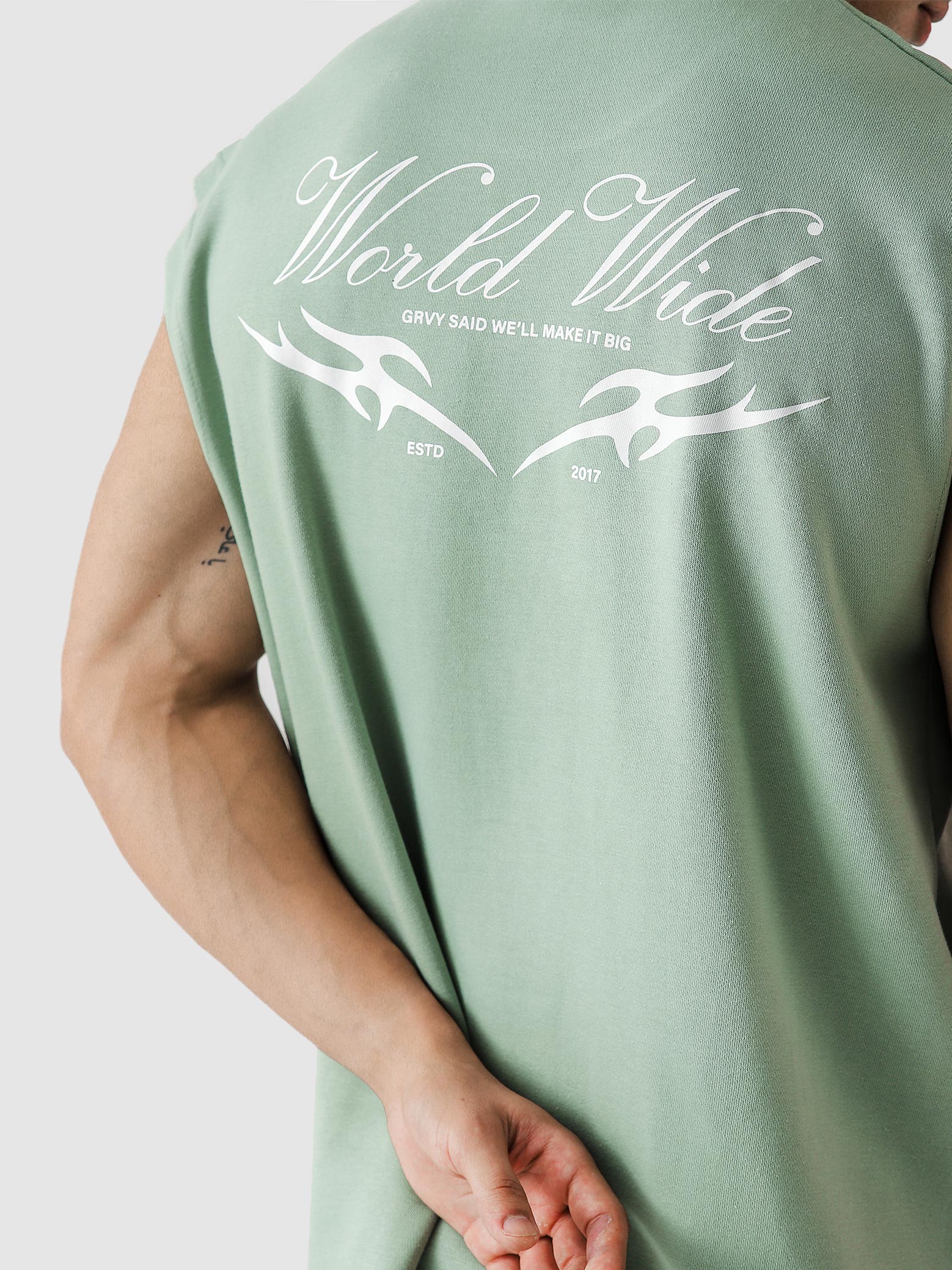 Lararium Worldwide Graphic Sando – Mint Green Tank Top