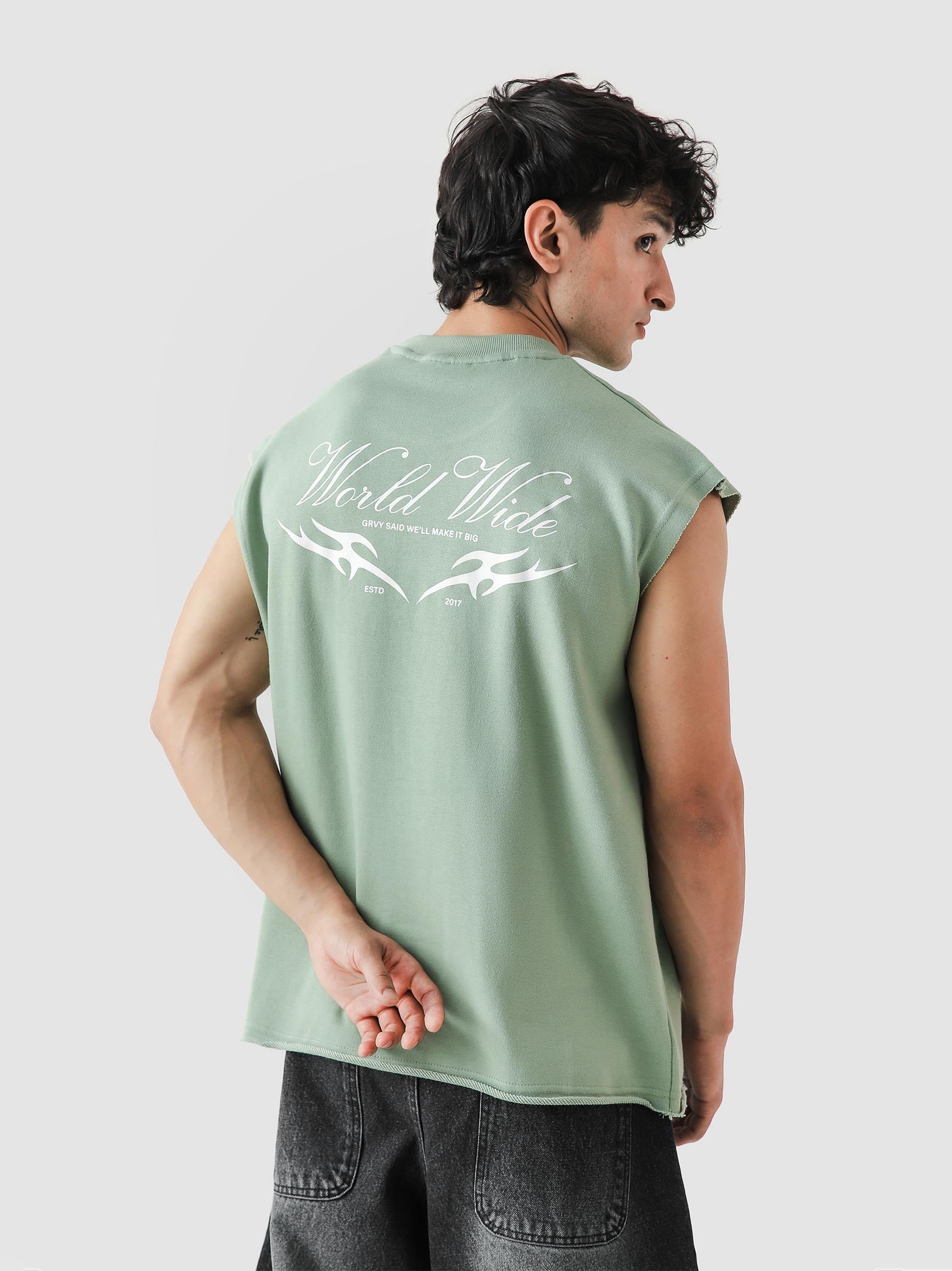 Lararium Worldwide Graphic Sando – Mint Green Tank Top