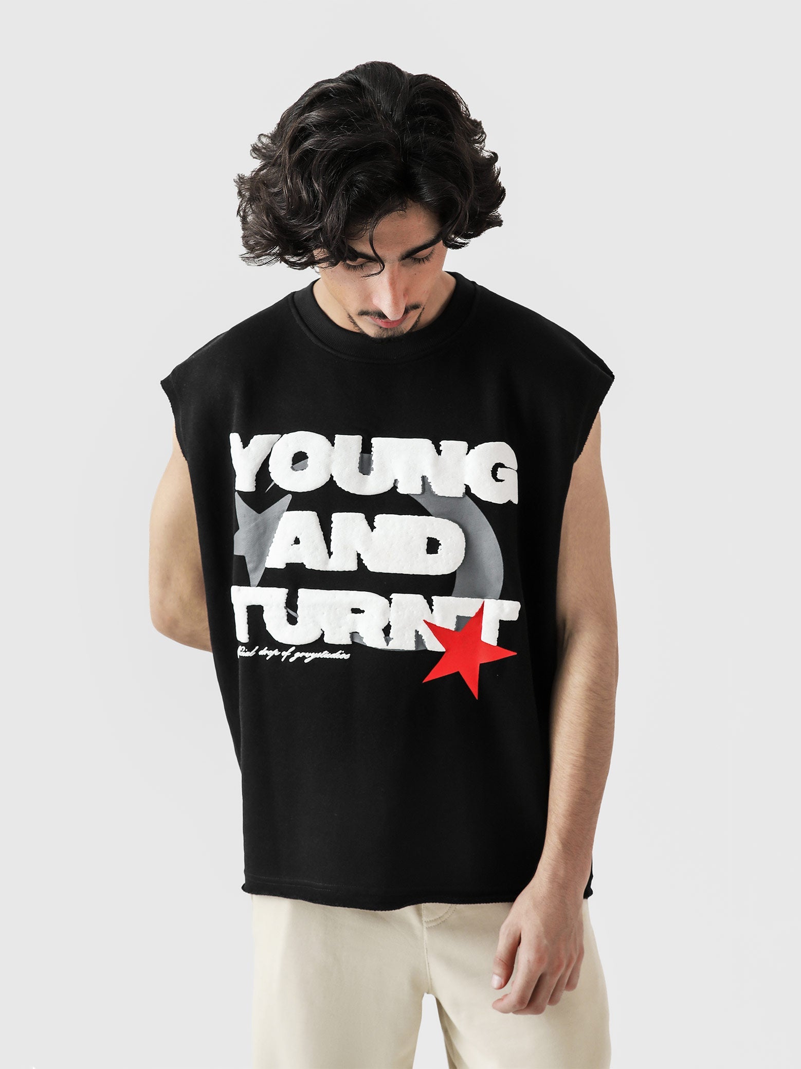 Lararium Young & Turnt Graphic Sando – Black Tank Top