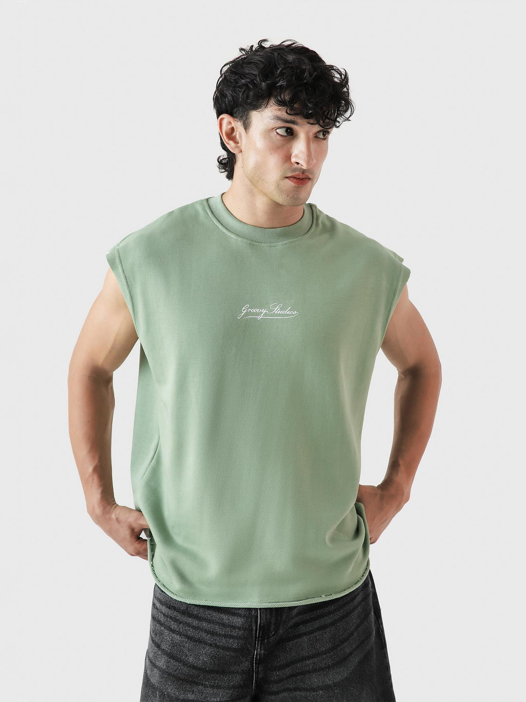 Lararium Worldwide Graphic Sando – Mint Green Tank Top