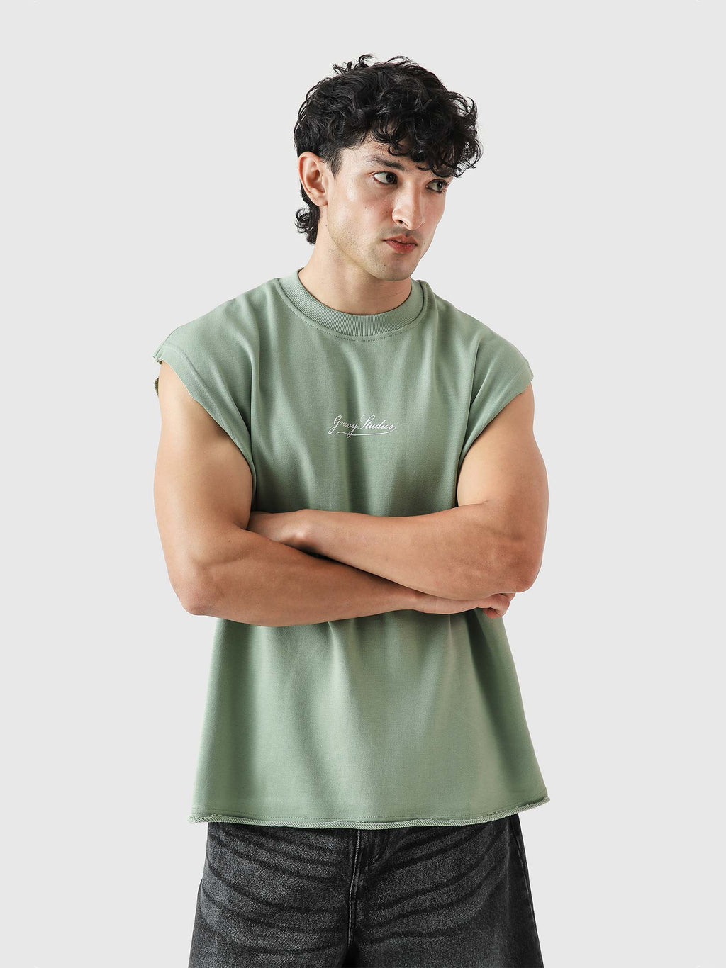 Lararium Worldwide Graphic Sando – Mint Green Tank Top