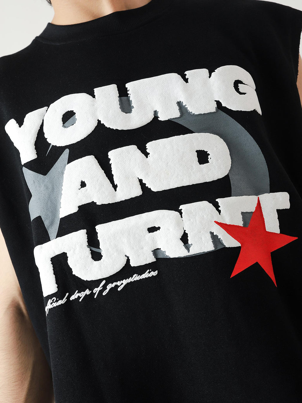 Lararium Young & Turnt Graphic Sando – Black Tank Top