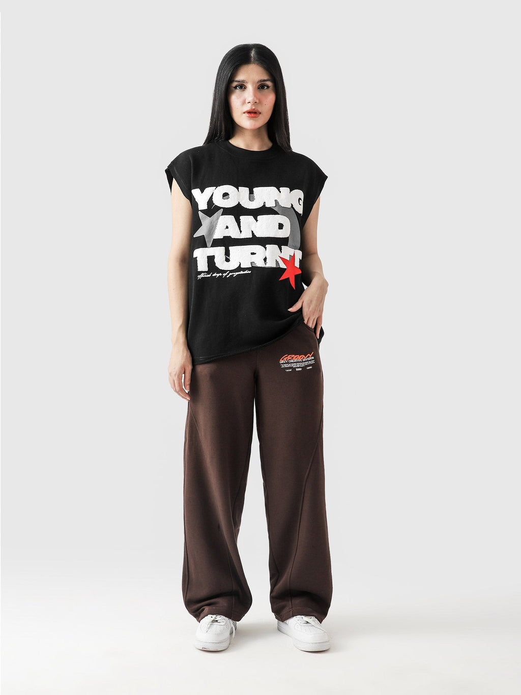 Lararium Young & Turnt Graphic Sando – Black Tank Top