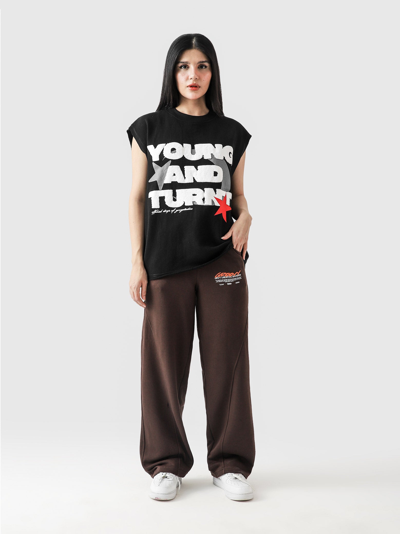 Lararium Young & Turnt Graphic Sando – Black Tank Top