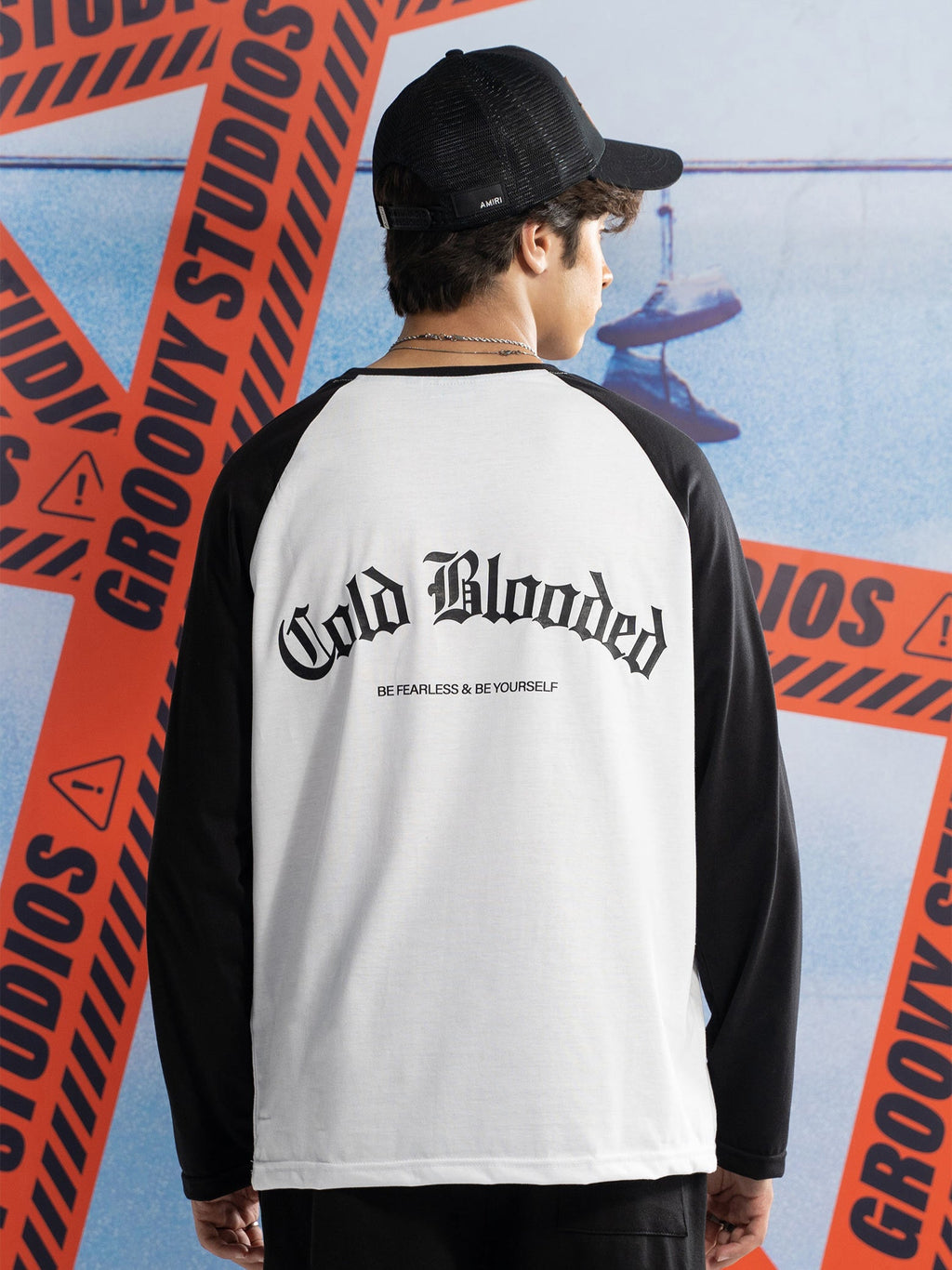 Lararium Cold Blooded Raglan Full-Sleeve Tee – Black & White
