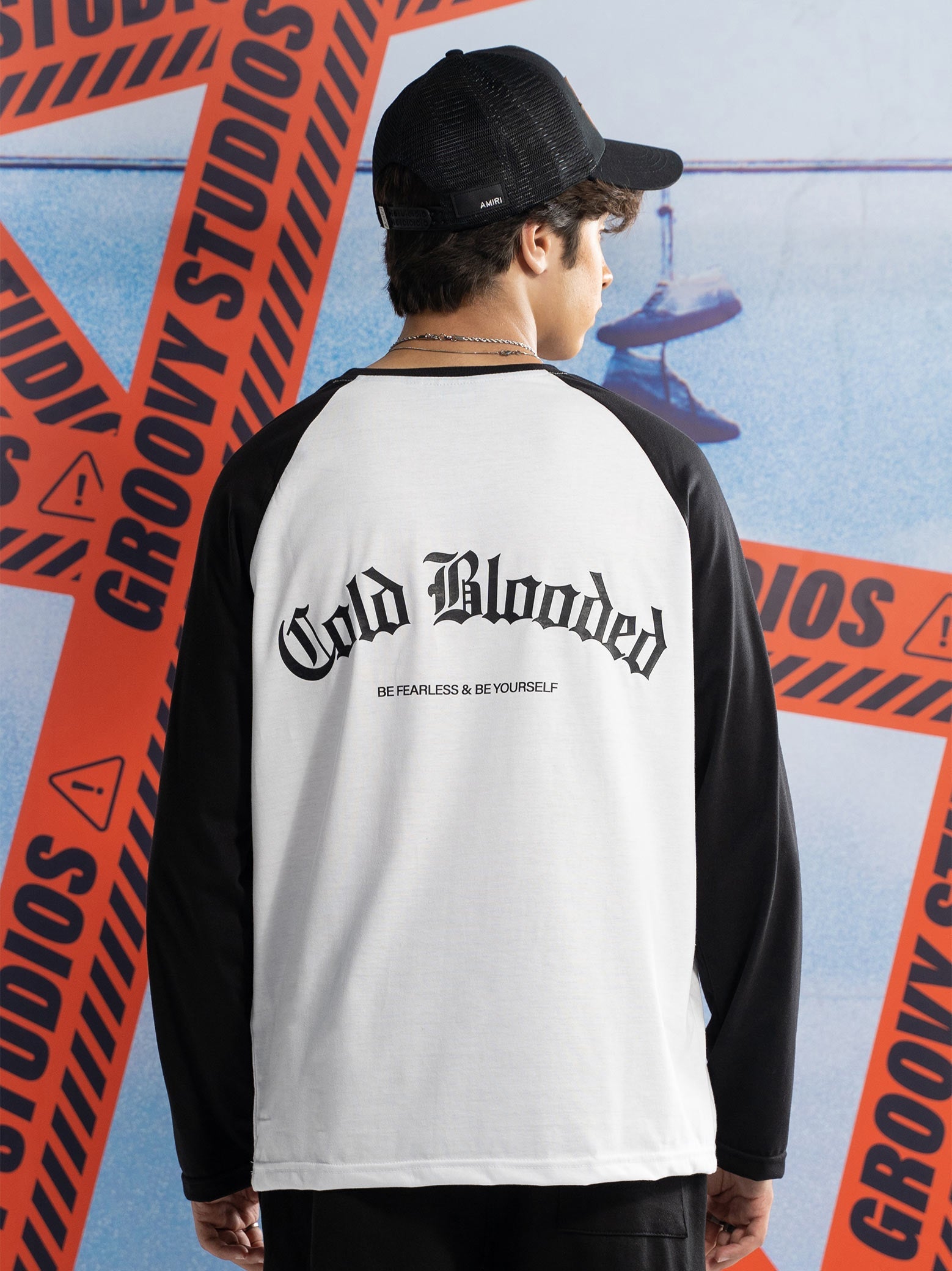 Lararium Cold Blooded Raglan Full-Sleeve Tee – Black & White