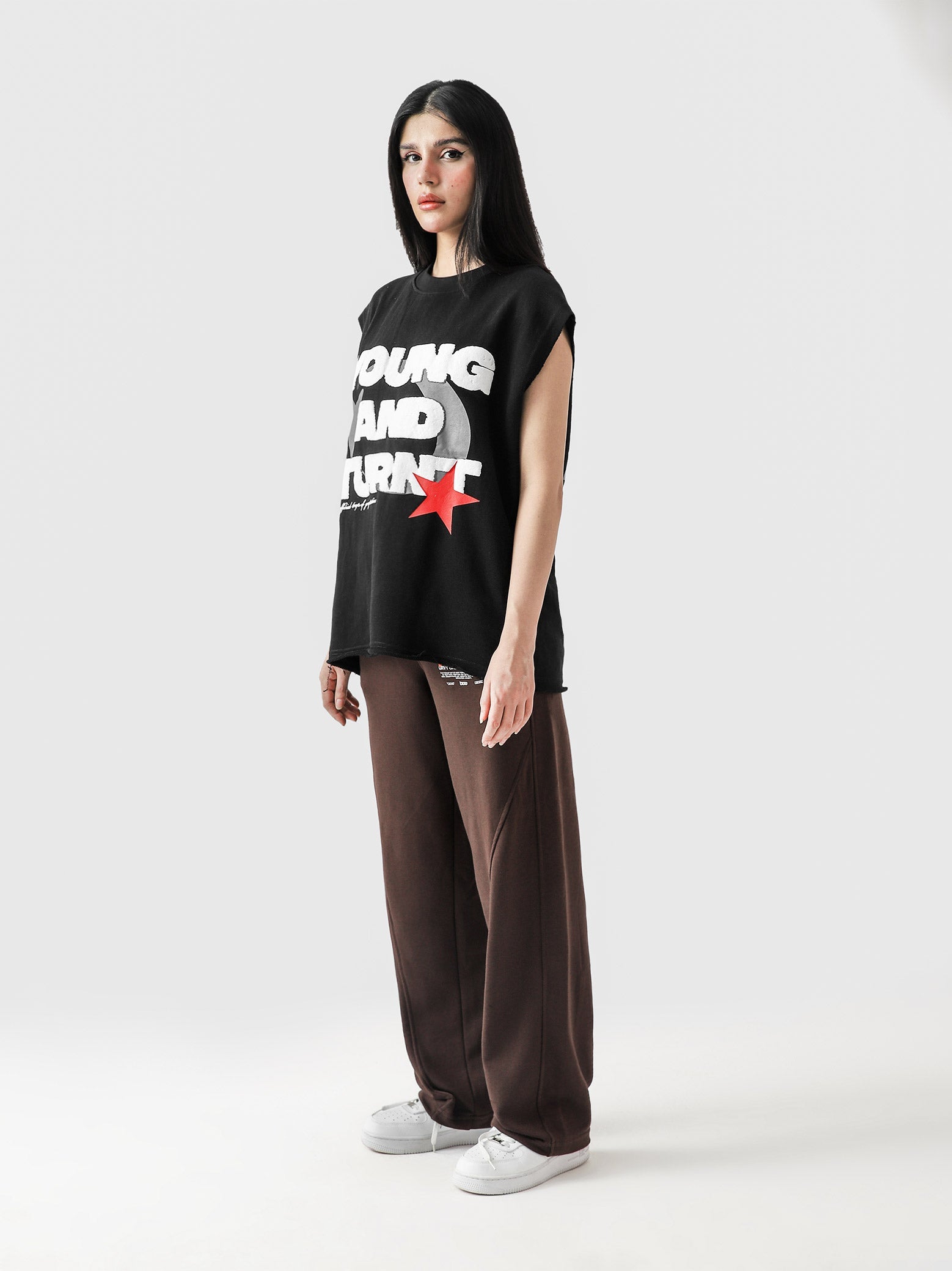 Lararium Young & Turnt Graphic Sando – Black Tank Top