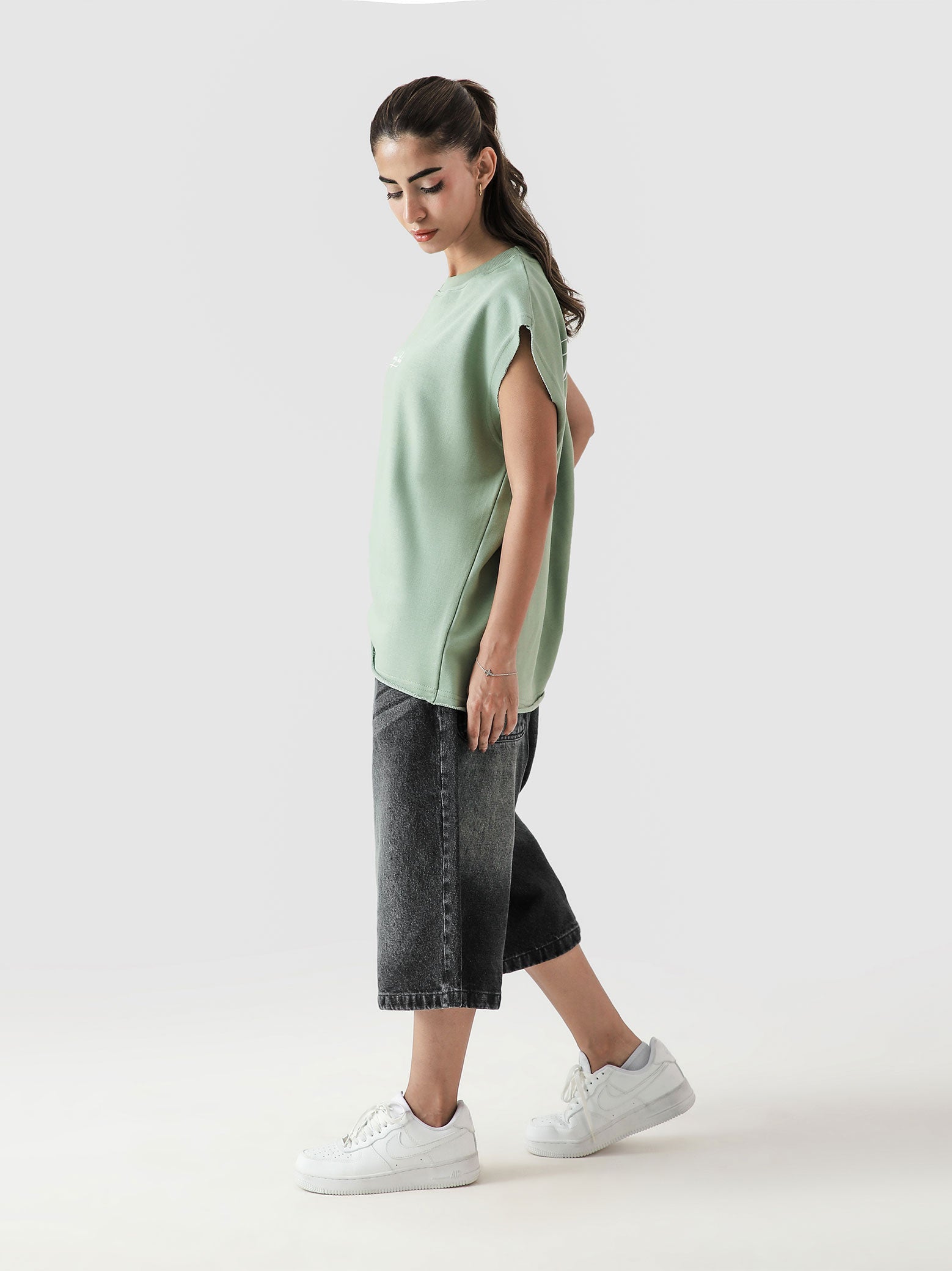 Lararium Worldwide Graphic Sando – Mint Green Tank Top