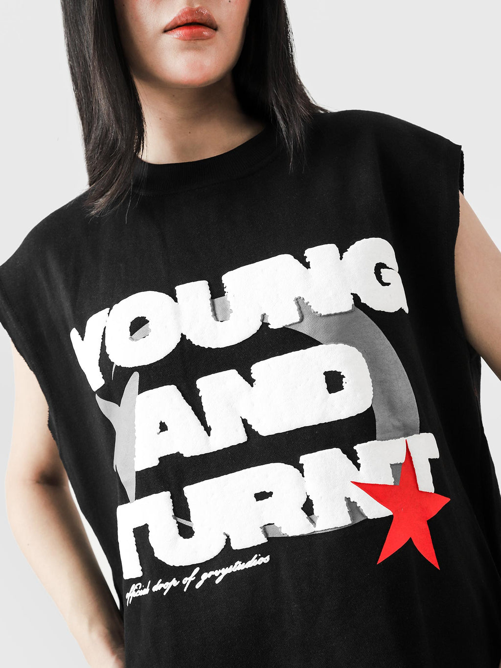 Lararium Young & Turnt Graphic Sando – Black Tank Top