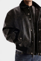 Lararium Washed-Out Faux Leather Jacket – Relaxed Fit