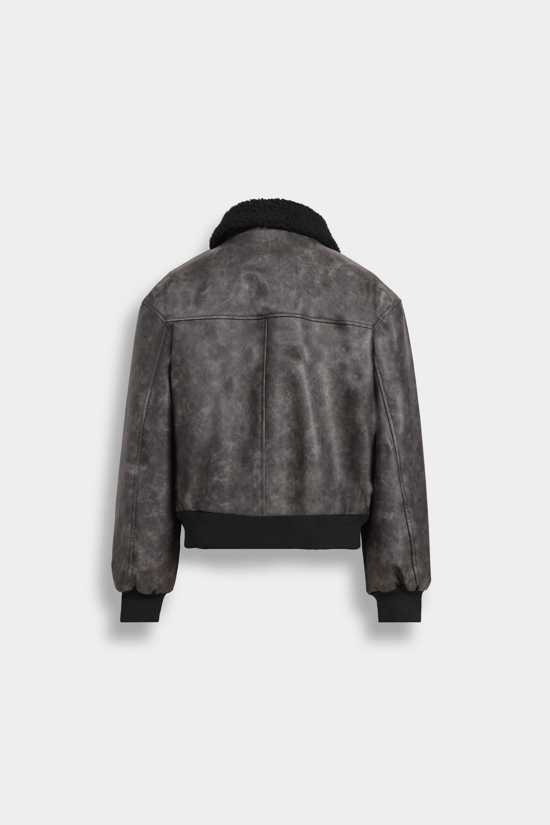 Lararium Washed-Out Faux Leather Jacket – Relaxed Fit