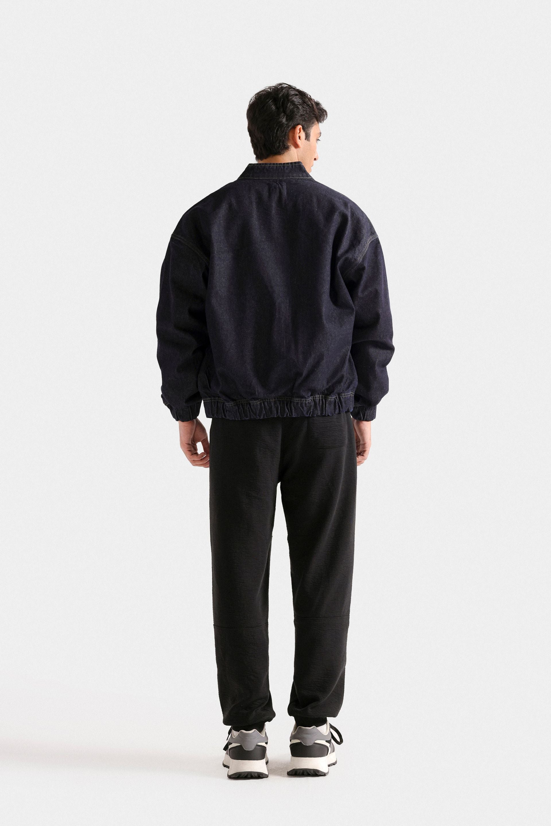 Lararium Zipper Denim Jacket – Deep Blue Relaxed Fit