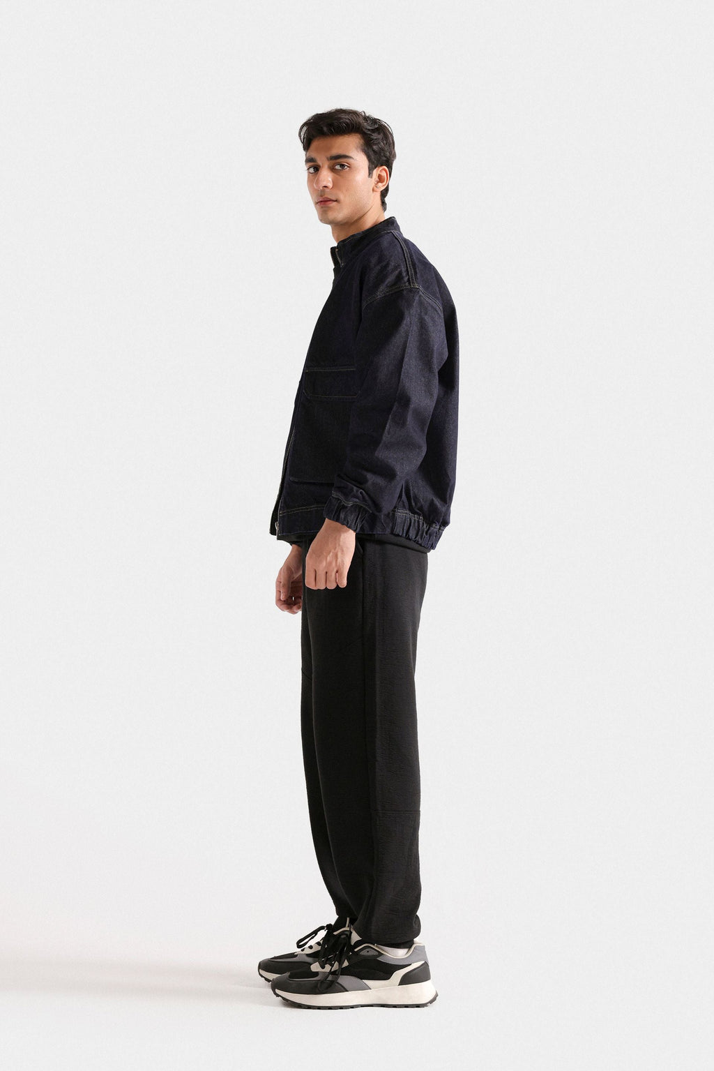 Lararium Zipper Denim Jacket – Deep Blue Relaxed Fit