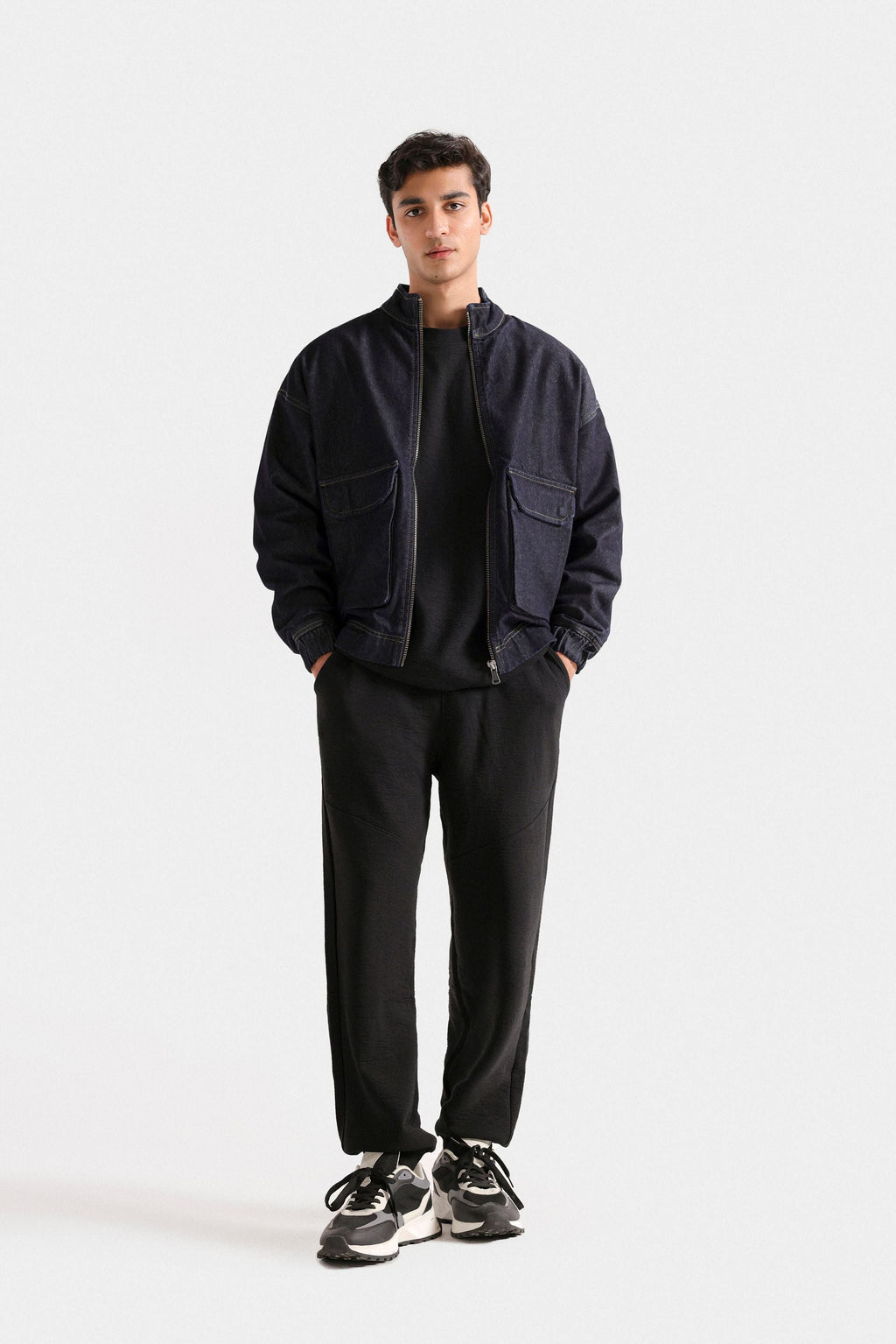 Lararium Zipper Denim Jacket – Deep Blue Relaxed Fit