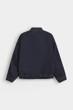 Lararium Zipper Denim Jacket – Deep Blue Relaxed Fit