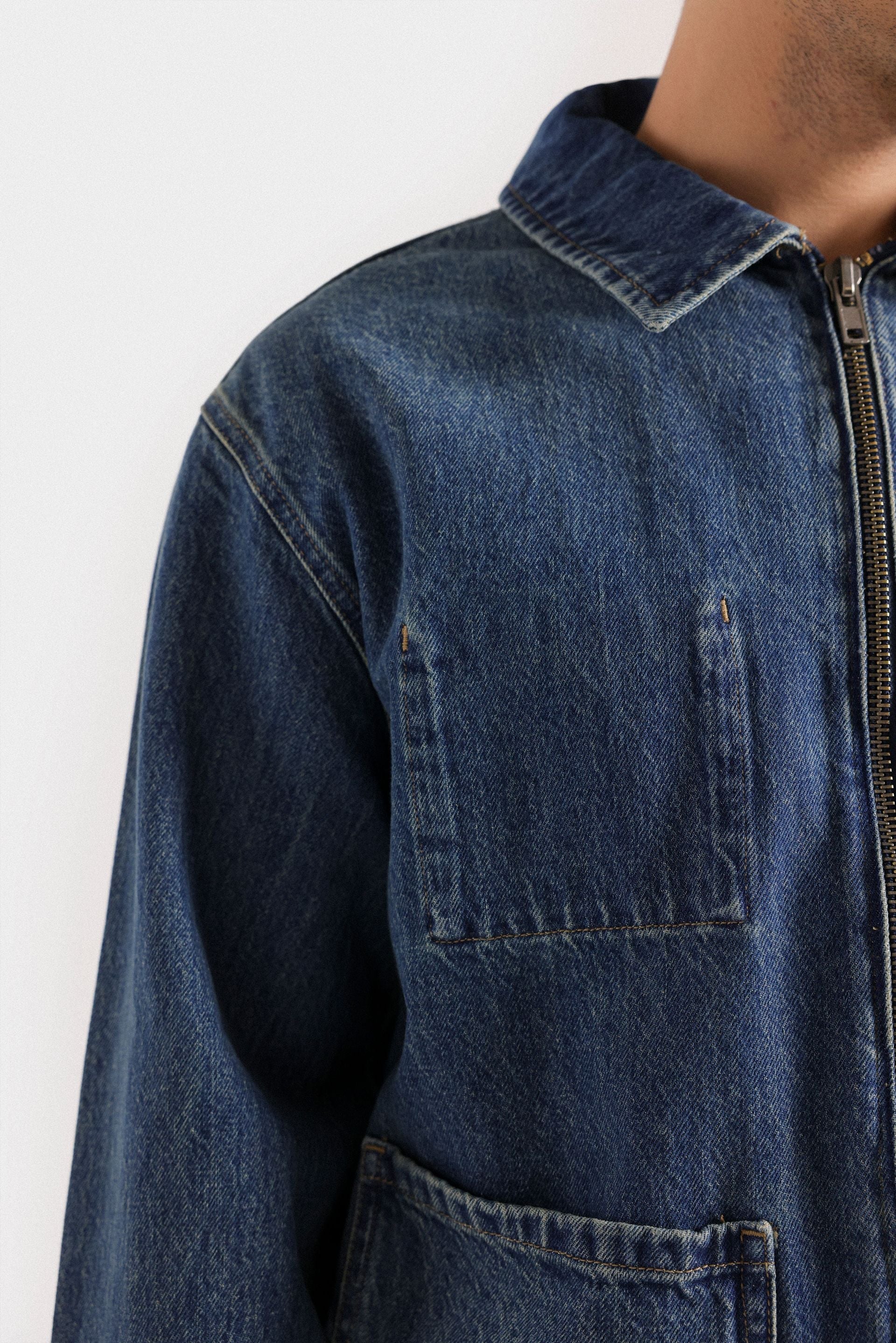 Lararium Zipper Denim Jacket – Indigo Blue Relaxed Fit