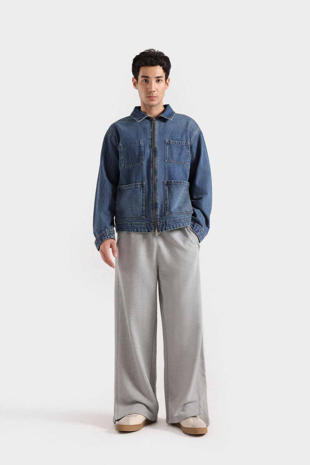Lararium Zipper Denim Jacket – Indigo Blue Relaxed Fit