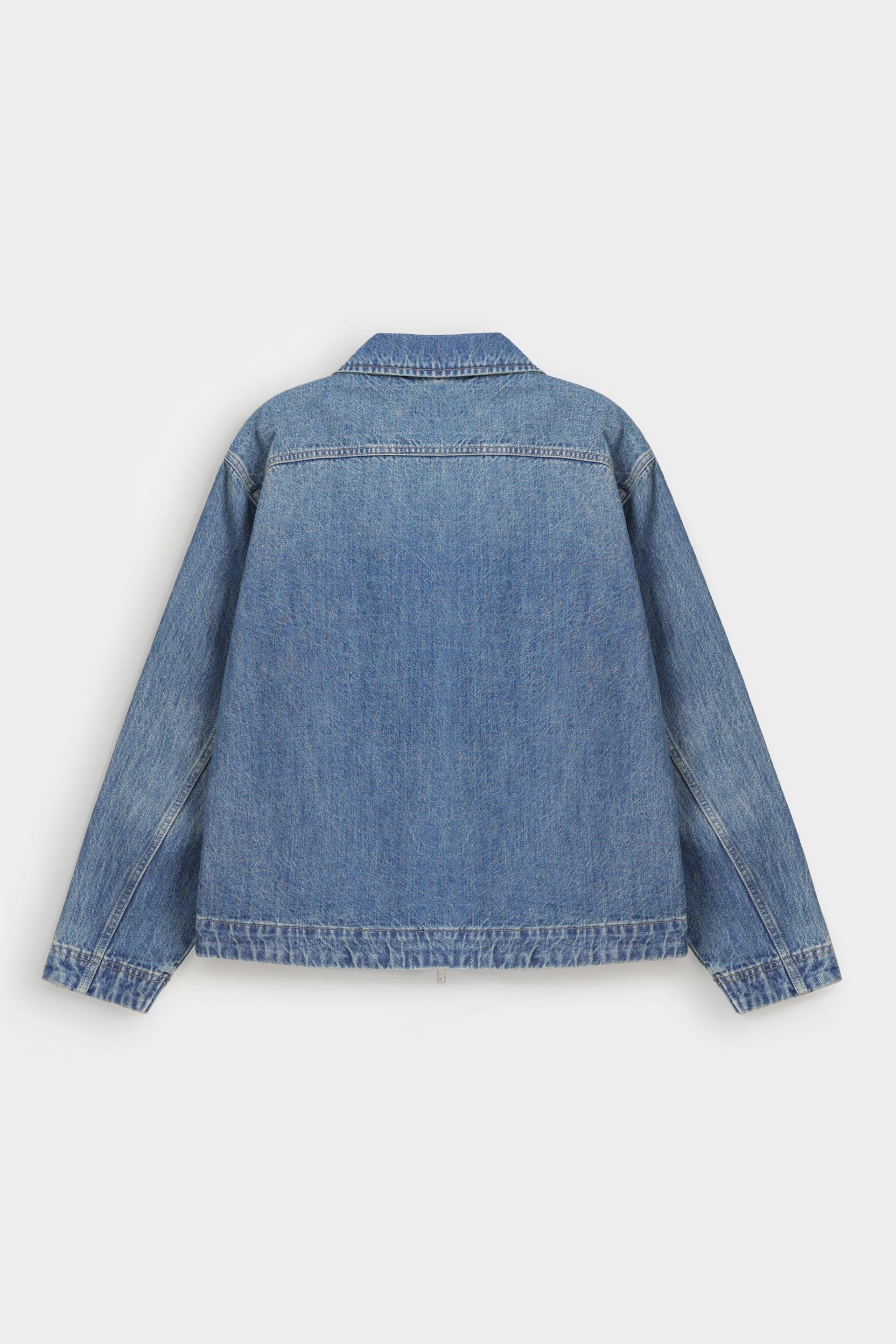Lararium Zipper Denim Jacket – Indigo Blue Relaxed Fit